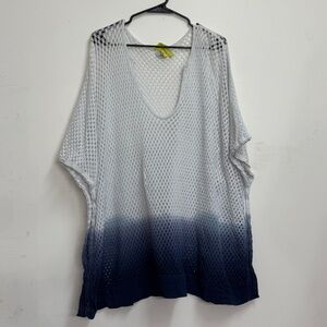 Green dragon blue ombre knit cover up Cotton blend swim cover up knit cover up